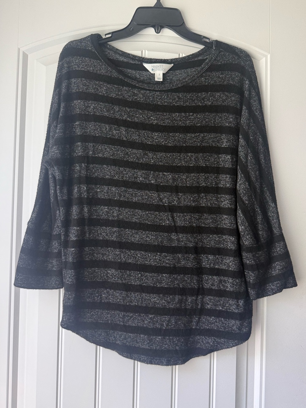 Market & Spruce black and grey striped top